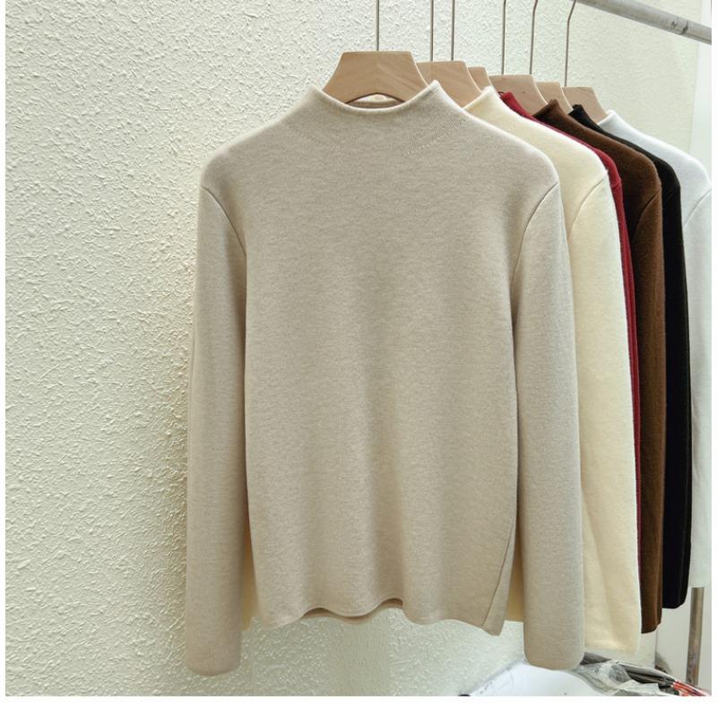 Осень-зима, полуводолазка, женский вязаный свитер, модный, элегантный, повседневный, флисовый, толстый, нижняя часть, рубашка, верхняя часть, внутренний длинный рукав, одежда 1878