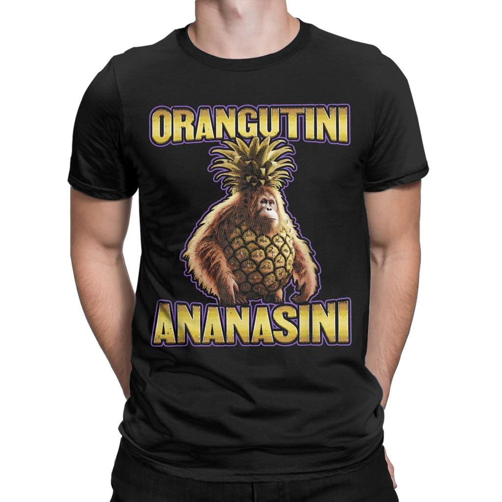 Orangutini Ananasini Italian Brainrot T-Shirt Men Pure Cotton Tee Shirt Crewneck Short Sleeve T Shirts Gift Idea Clothing