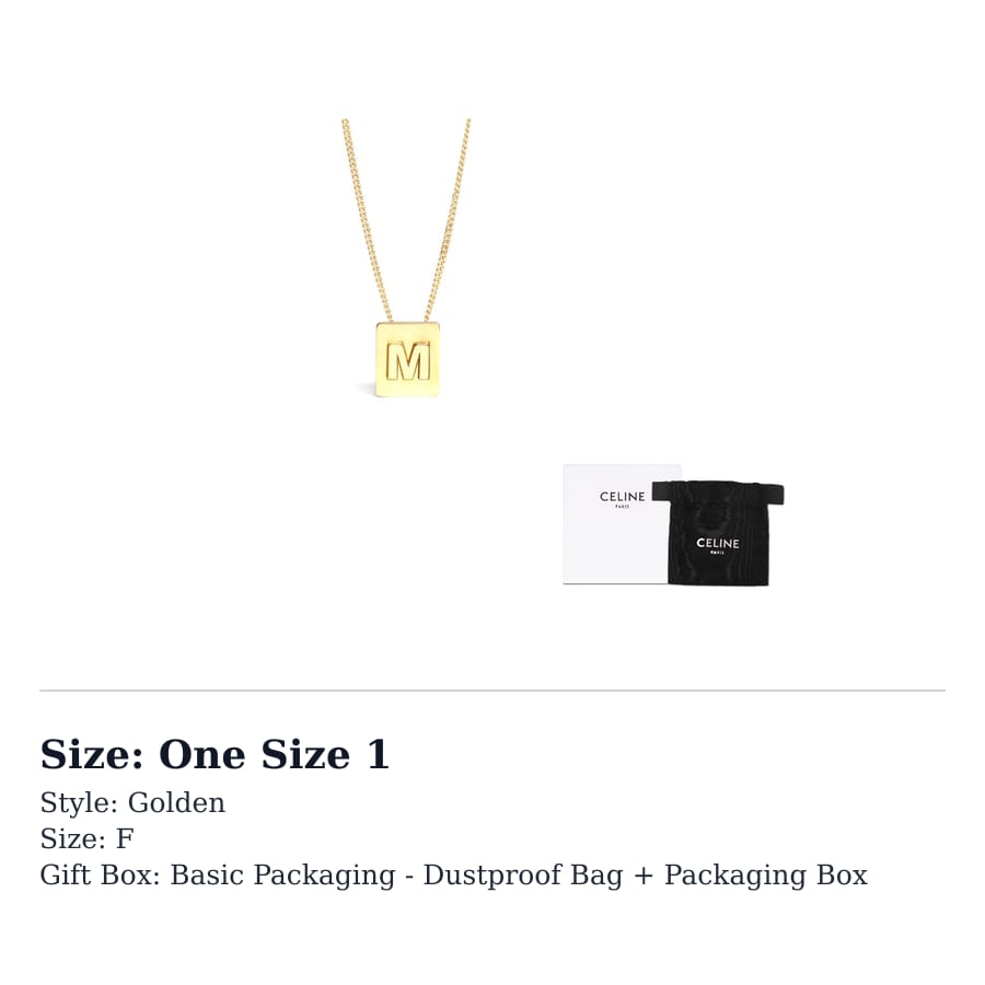 CELINE Alphabet M Necklace In Brass With Gold Finish 46N0M6BRA-35OR