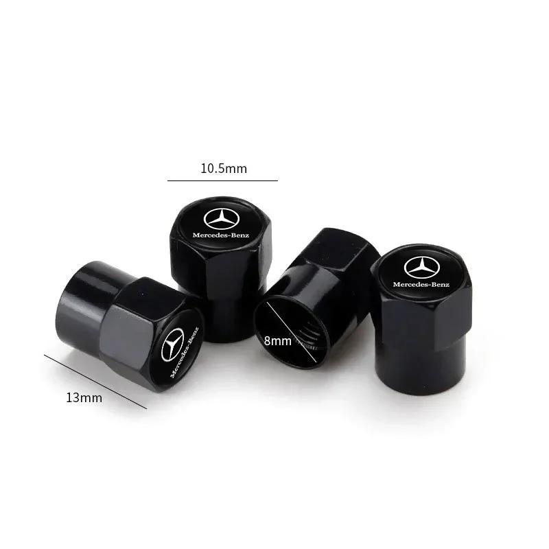 WXUKM1 C200 E200 New 2025 For Mercedes Benz 4Pcs Car 3D Logo Tire Valve Caps Emblem Cap Case For Mercedes Benz AMG Smart W205 C300 W203