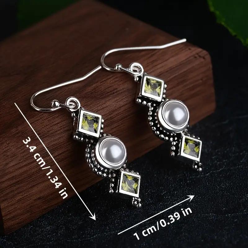 Retro Earrings Inlaid with Artificial Pearls Irregular Bohemian Style Geometric Shape Ear Hooks and Earrings Synthetic Gemstones Accessories