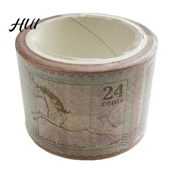 Washi Tape Roll Vintage Stamp Roll, Aesthetic Decorative Masking Tape, Retro Adhesive for DIY Art Crafts, Journaling Scrapbooking Supplies Pattern