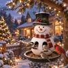 Garden Gift for Bird Lovers Christmas Snowman Hanging Feeder, Resin Decorative Wild Weatherproof Feeding Station Balcony Ornament Yard Patio Balcony,