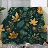 1pc Vintage Floral Print Flannel Blanket - Soft Warm All-Season Throw with Green & Orange Botanical Pattern, Durable Machine-Was