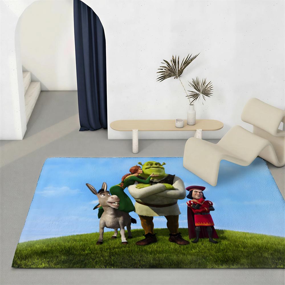 Classic Movie S-ShrekS Floor Mat Eco-Friendly Flannel Doormat Non-Slip Odorless Soft Short Plush Indoor Floor Rug