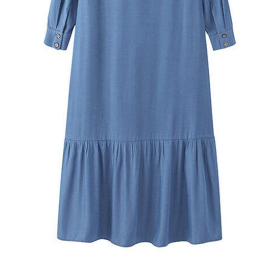 Женское платье макси с отложным воротником и длинным рукавом, однобортный кардиган, свободный однотонный цвет с рюшами в стиле пэчворк, струящийся подол, для путешествий, поездок на работу, весна-лето