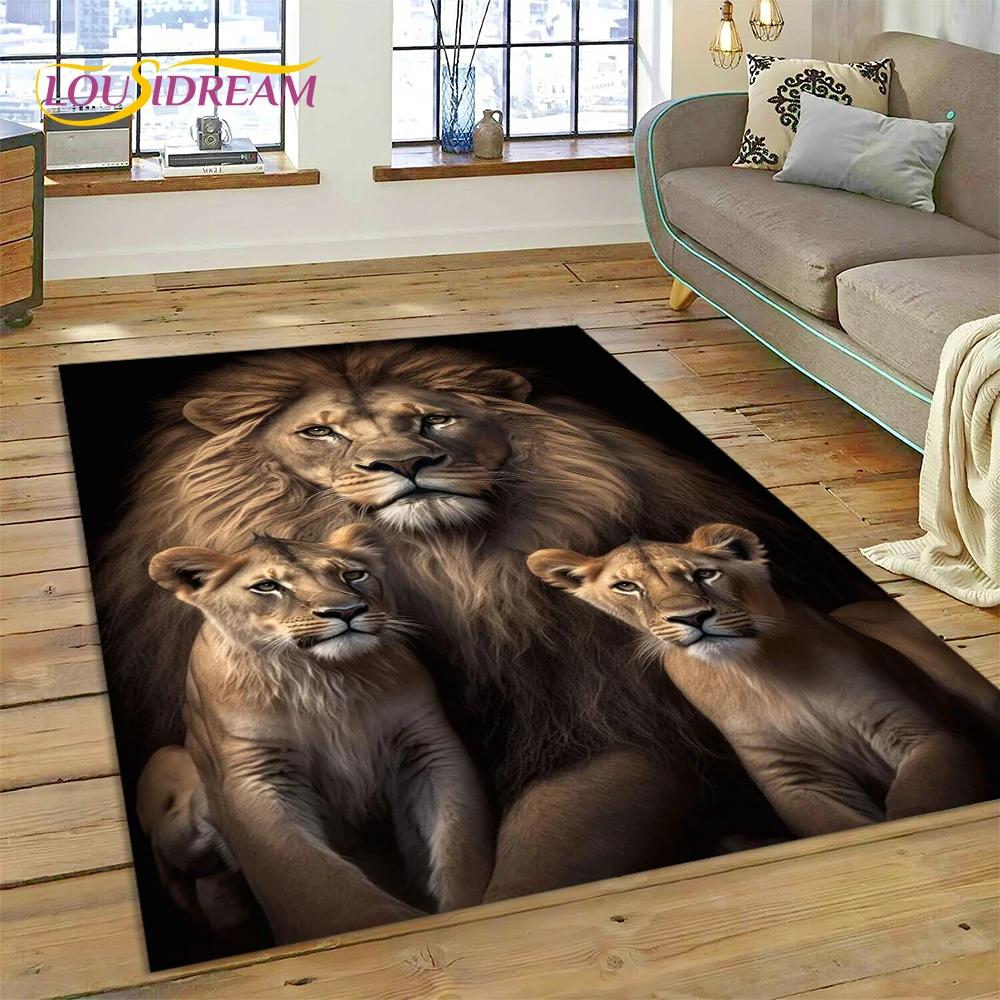3D зверь, тигр, лев, животное, дикая природа, мультяшный ковер, ковер для дома, гостиной, спальни, дивана, коврик для двери, декор, детский коврик, нескользящий коврик