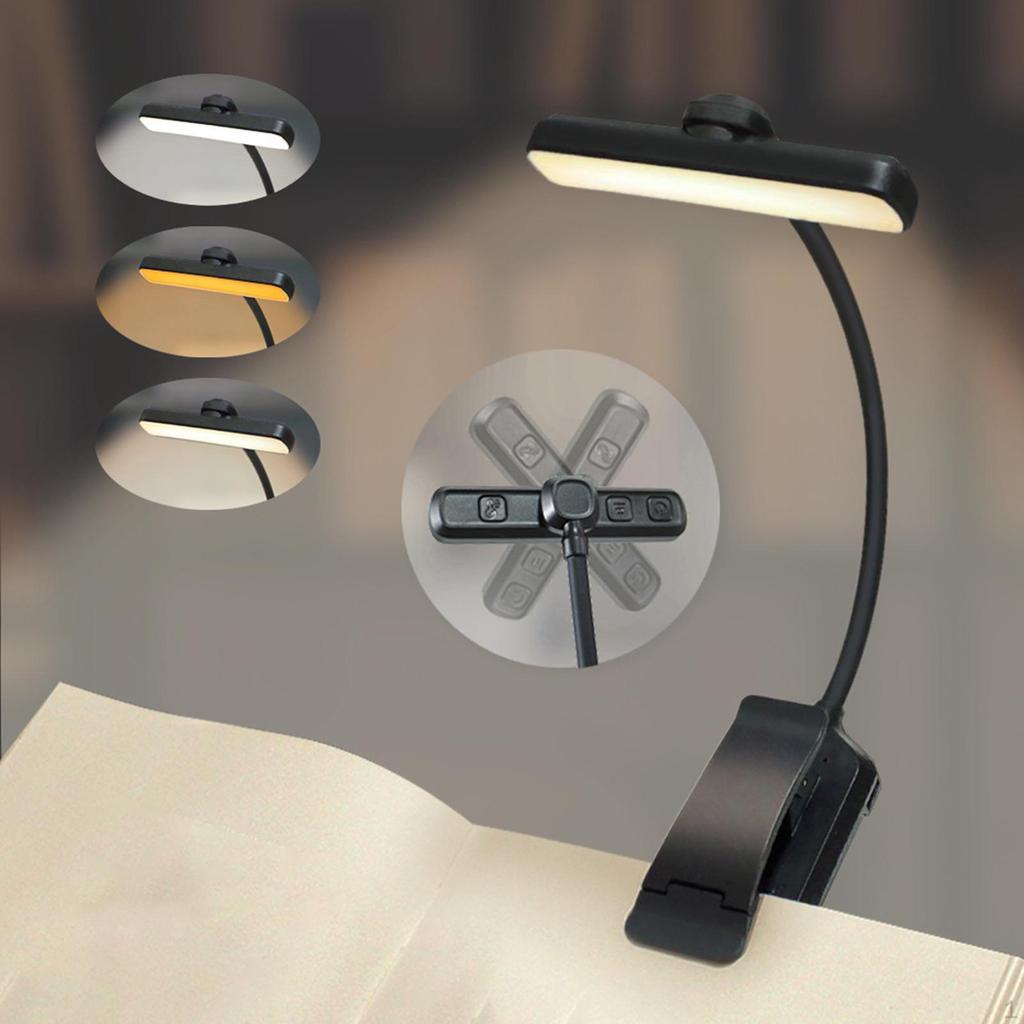 Светодиодная прищепка для книги, USB-зарядка, ночник для прикроватной тумбочки, рабочего стола, общежития, черный