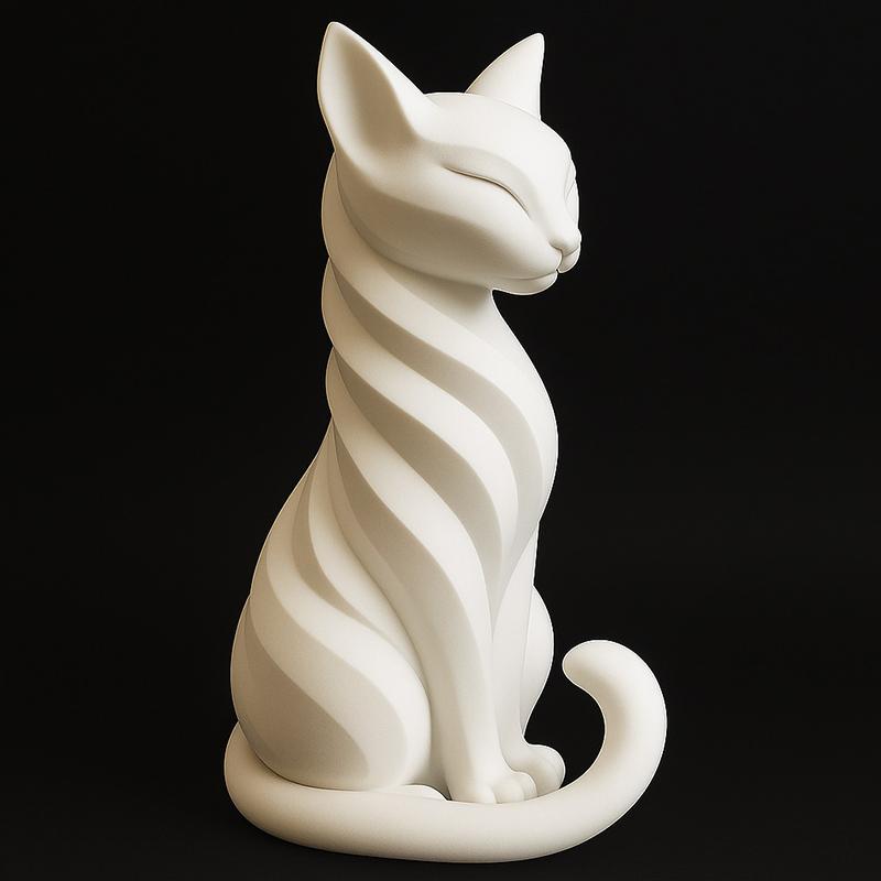 ГОРЯЧАЯ Элегантная статуэтка кошки в полоску Фигурка кошки Для дома и сада Декор для дома Очаровательная статуя кошки Настольные полки Украшение