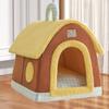 Compact Dog Shelter Cat Retreat Puppy Den with Soft Pad Cozy Semi-Closed Pet House for Outdoor Use