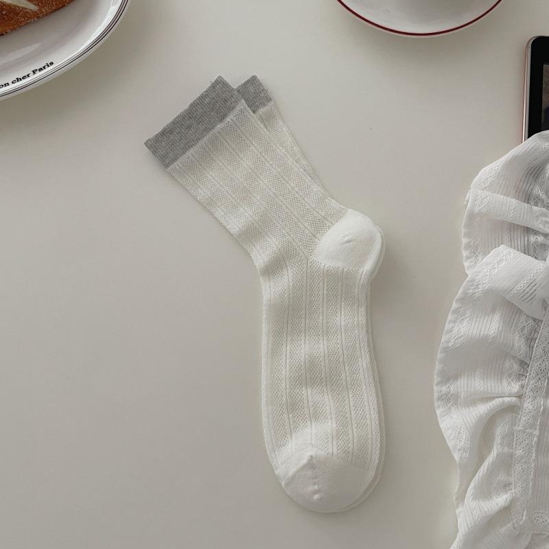 Женские весенне-летние тонкие цветные ажурные бесшовные носки-гольфы из хлопка