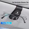 Magnetic Leather Eyeglass Clip Auto Sun Visor Glasses Storage Sunglasses Card for Skoda Octavia A5 A7 RS Fabia Superb