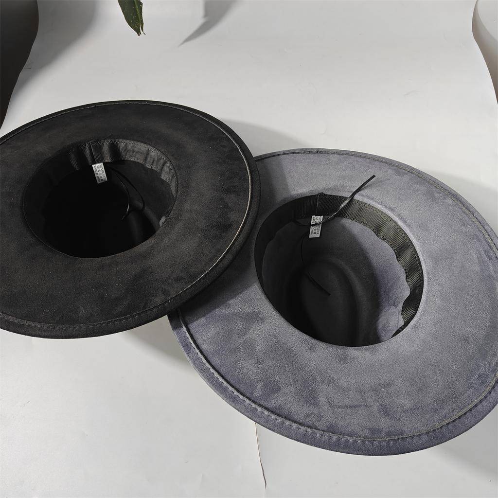 New Big Wide Brim Fedora Hats For Women Men Western Suede Hat Large Felt Panama Hat Rancher Hat Chapeau Femme Luxe