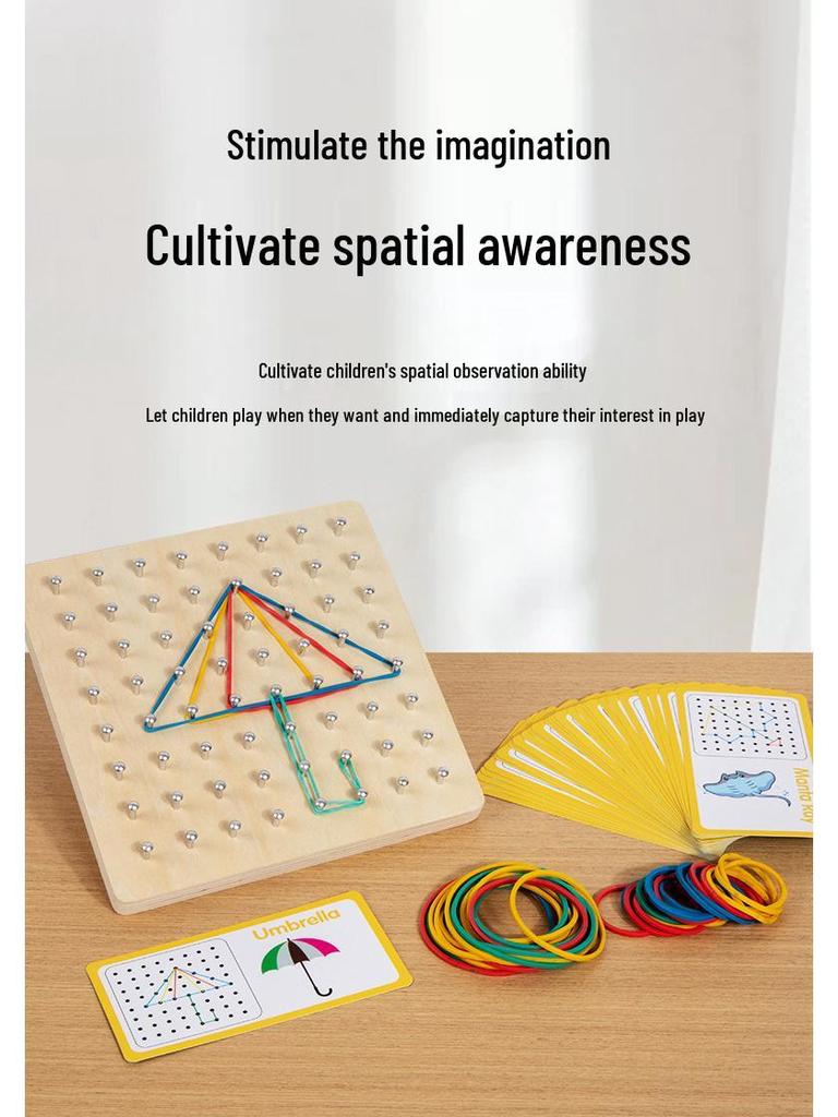 Wooden Geometric Shapes & Pegboard Educational Puzzle Toy for Early Childhood Development