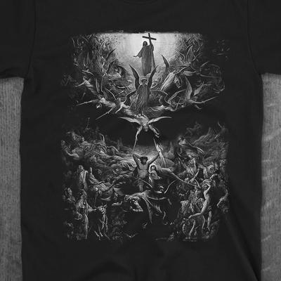 Самая продаваемая модная новая футболка Christian Triumph | Футболка с религиозным искусством Гюстава Доре | Готическая футболка «Ангелы против языческих богов» мужская