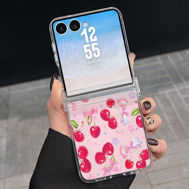 Красивый чехол с принтом вишни для Samsung Galaxy Z Flip 8 7 FE 6 5 4 Flip7 Flip6 Flip8 Складной магнитный чехол с шарниром для Magsafe Жесткий складной чехол для телефона