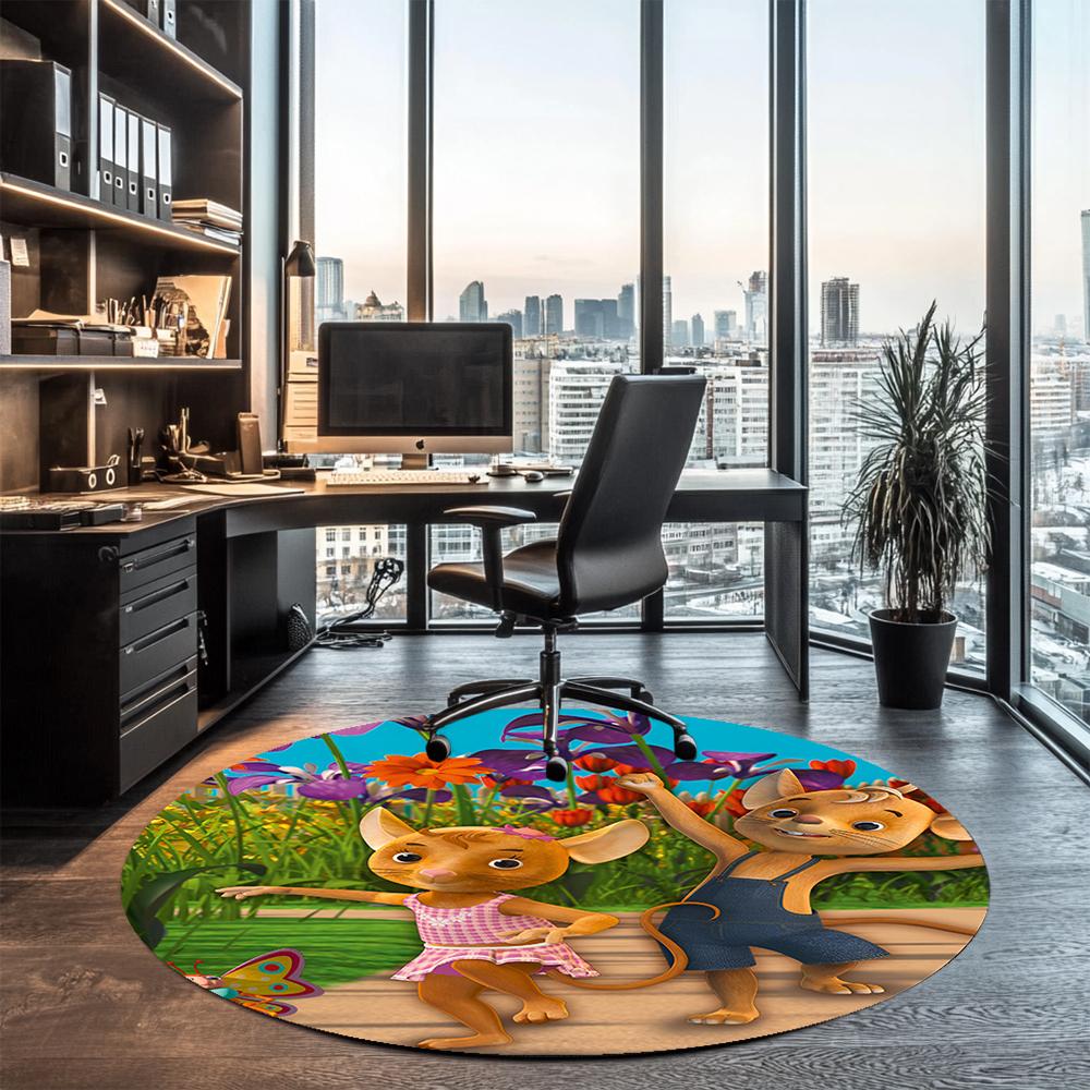 JoNaLu Printed Round Rug Carpet Chair Rug Area Rug Entryway Doormats,for Office Chair Living Room Bedroom Kitchen Room.