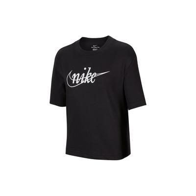 Детская футболка Dri-Fit с принтом логотипа, свободного кроя, с круглым вырезом и короткими рукавами, черная FD0941-010