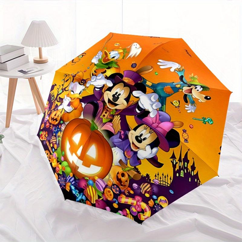 1pc Spooky Fun Mickey and Friends Durable Cartoon Folding Umbrella, Portable 3-Fold Compact Umbrella for Men and Women, Suitable for Travel