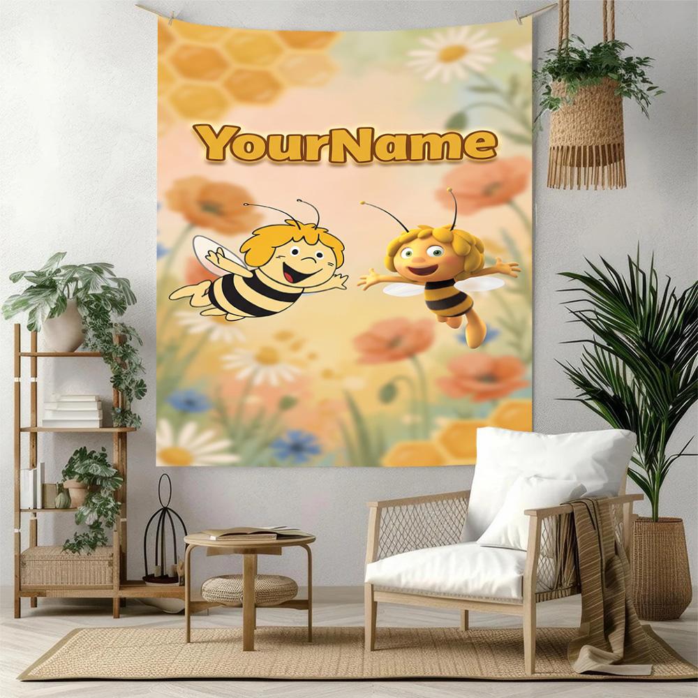 Biene Maja Custom Your Name Wall Decor Tapestry Art For Pet Memorial Birthdaywedding Party Backdrop Family Gift