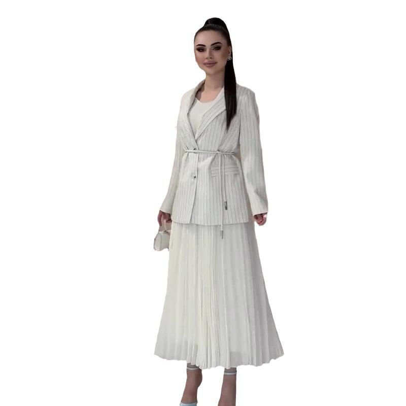 Элегантный женский универсальный костюм и длинное платье в европейском и американском стиле на осень 2024 года