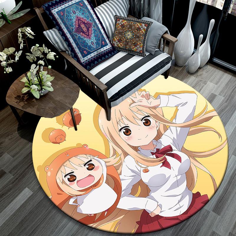 Himouto! Umaru‑chan Round Area Rug,Carpet Rug for Living Room Bedroom Sofa Playroom Decor,Non-slip Floor Mat