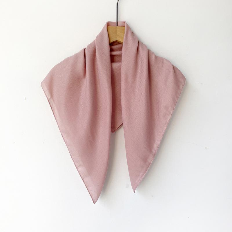 Malay headscarf spring and summer 71 solid color square scarf velvet herringbone silk scarf high-end cotton and linen headscarf