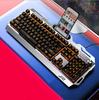 V2 104-клавишная клавиатура, механическая игровая клавиатура, водонепроницаемая настольная проводная RGB игровая компьютерная периферия с держателем для телефона