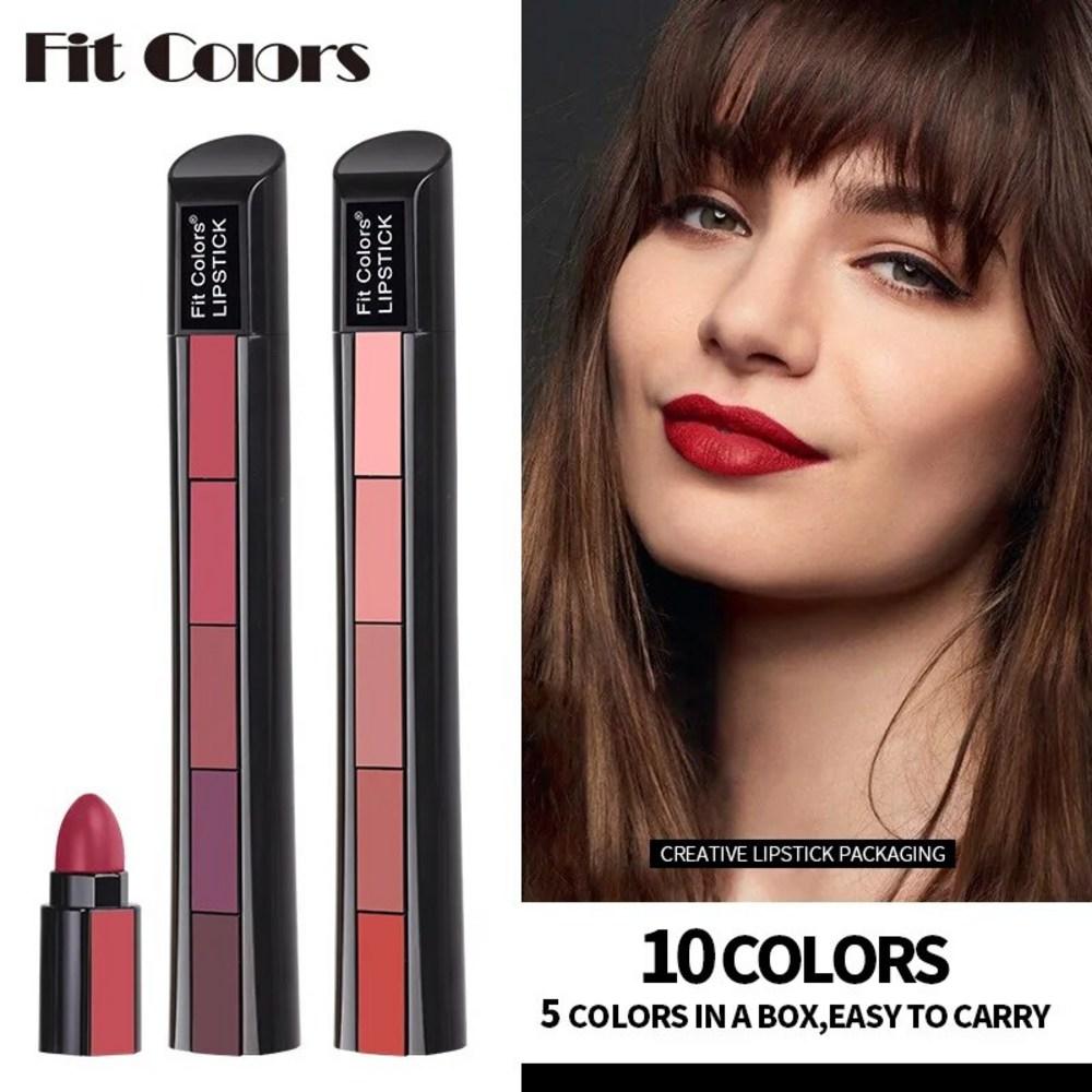 Healer 5/3 Color Lipstick Matte Set Waterproof Long Lasting Makeup Kit Non-Cup Attractive Lips, 01 A1, 1 Piece