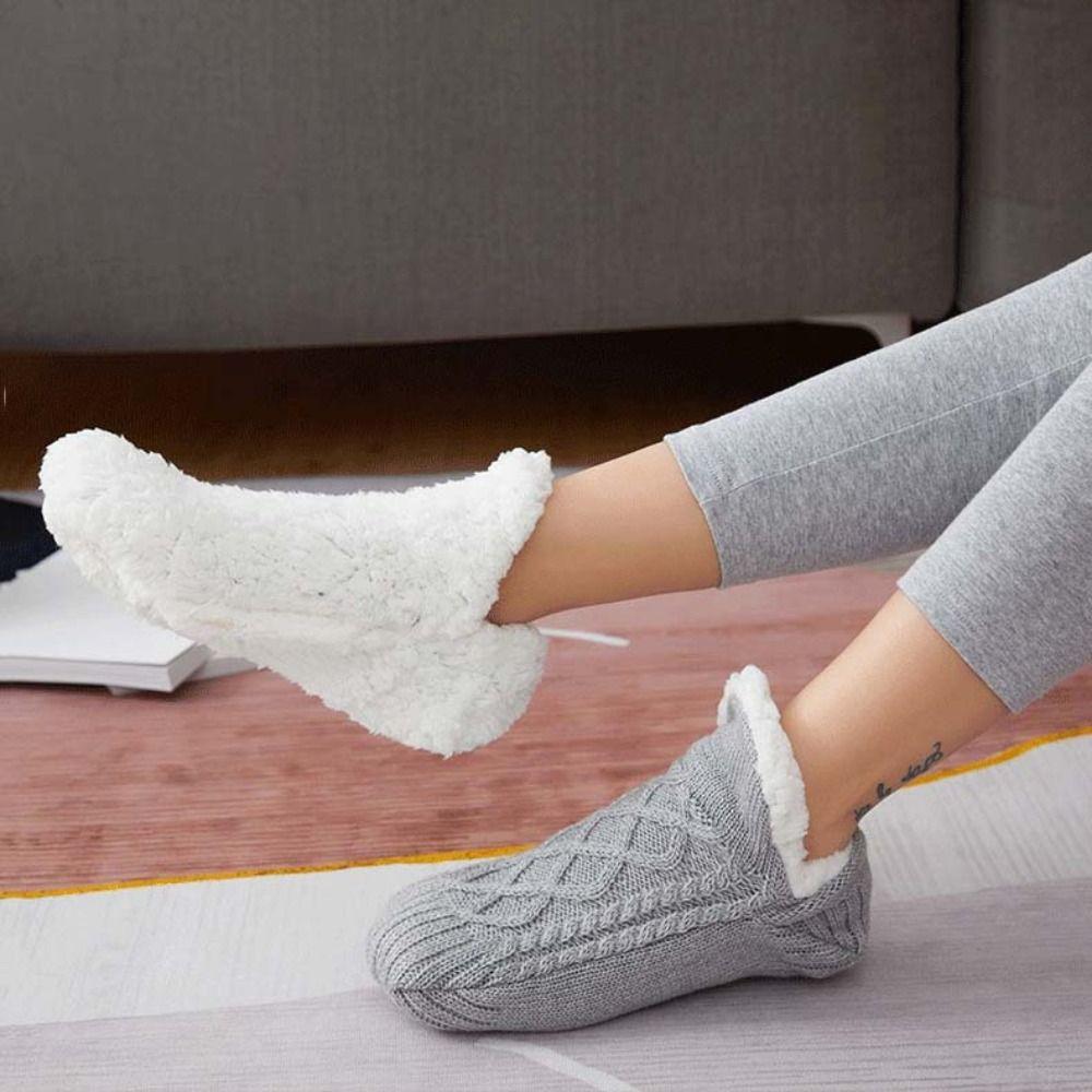 Silica Gel Winter Floor Socks Patchwork Sleeping Socks Fashion Thicken Velvet Socks Fall/Winter