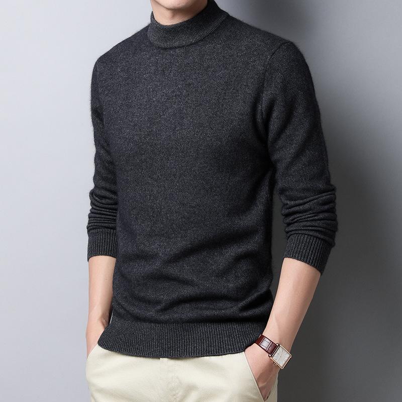 Сплошной цвет мужчины водолазка кашемировый свитер Slim Fit дна свитер бизнес