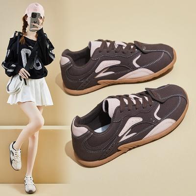 Модные женские весенние новые ретро кожаные нишевые универсальные кроссовки на плоской подошве