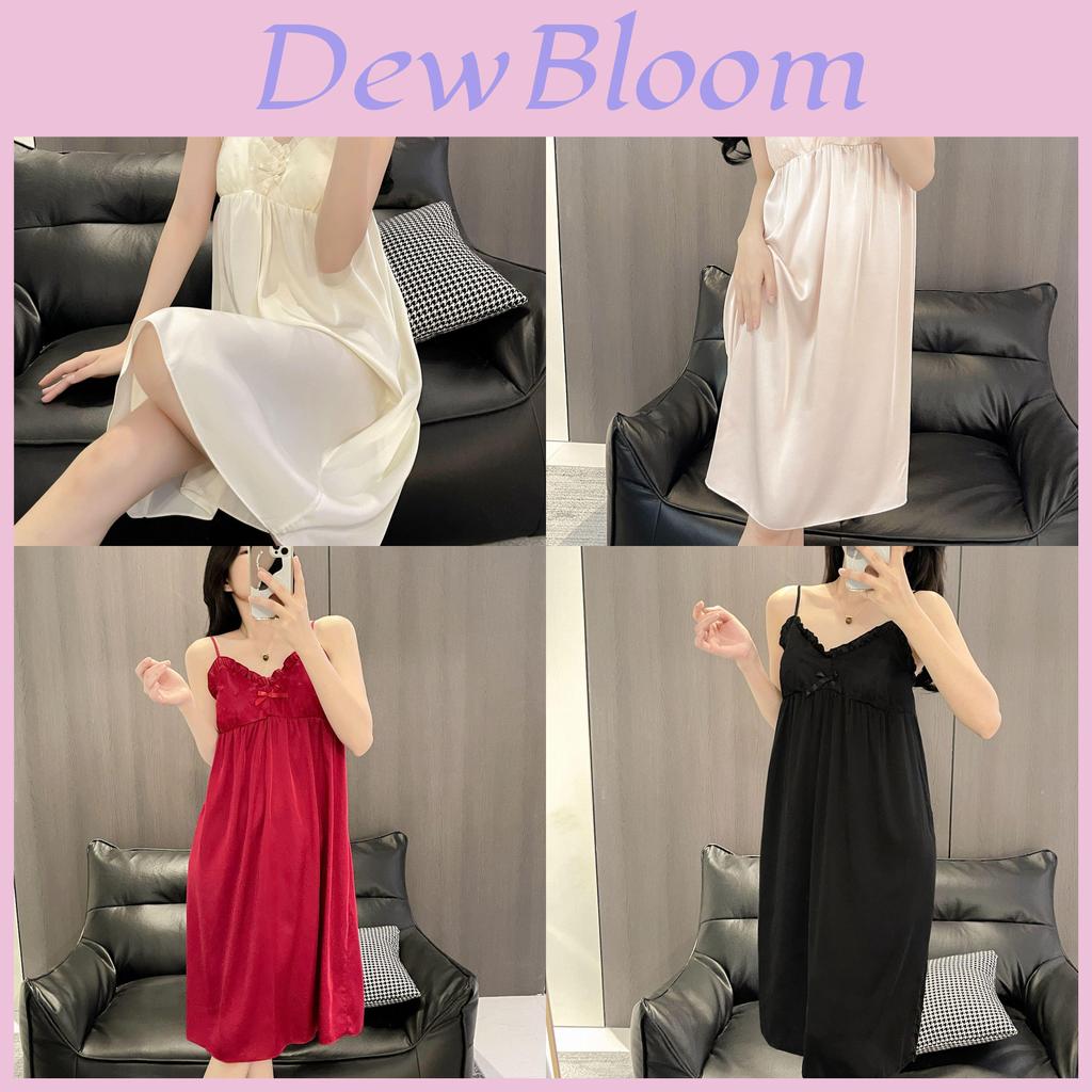 Ice Silk Sleeveless Nightdress With Vneck For Summer Lounge And Sleep Comfort