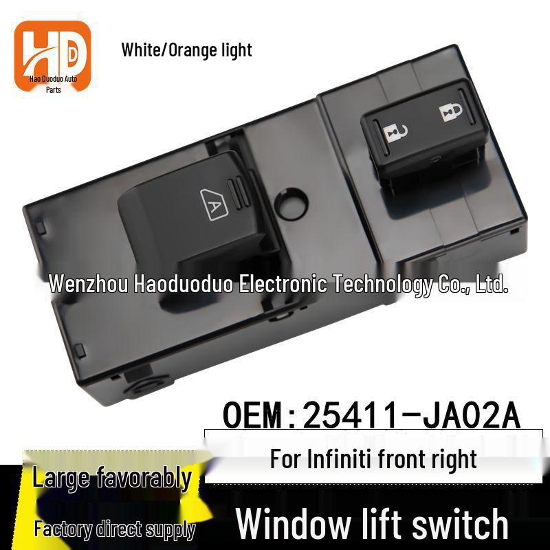 Infiniti 9-Pin Power Window Switch with White and Orange Light (Model: 25411-JA02A)
