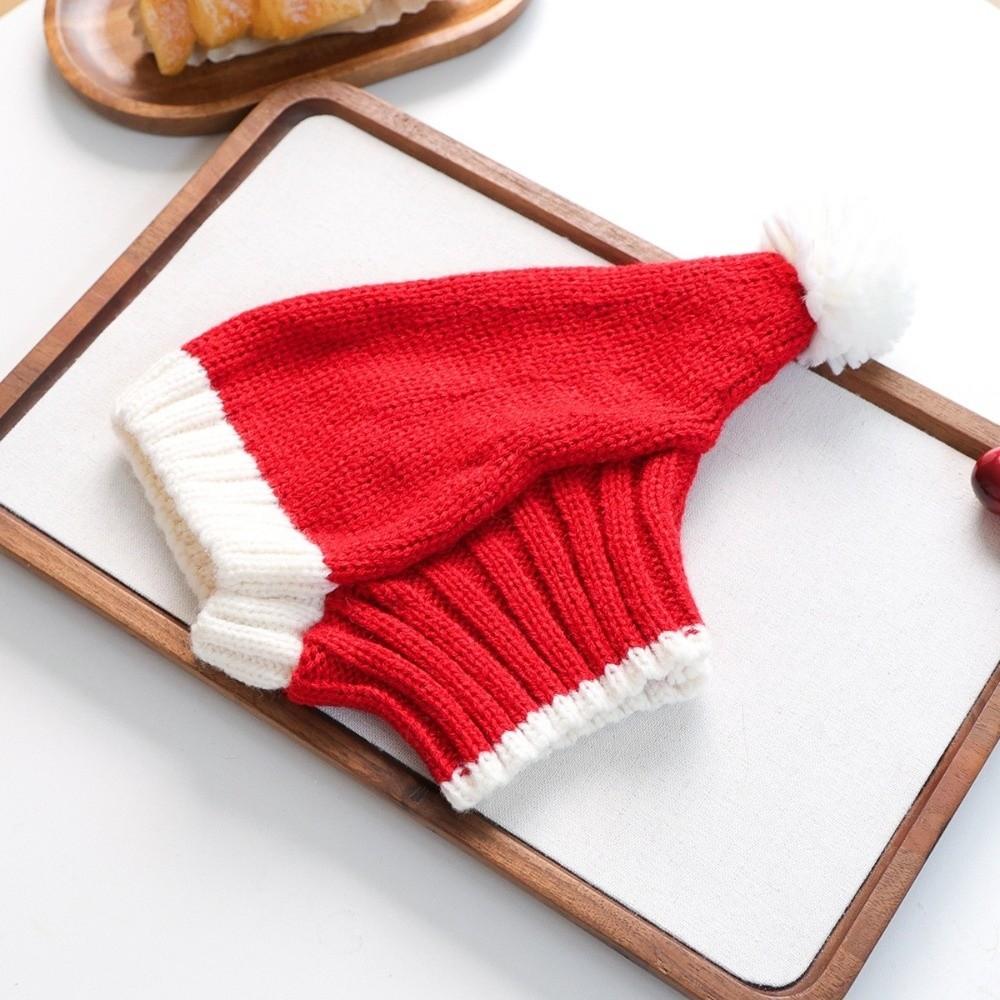 Red Pet Headwear Soft Cat Decorative Hat Christmas Pet Hat Christmas Dog Knitted Hat Christmas