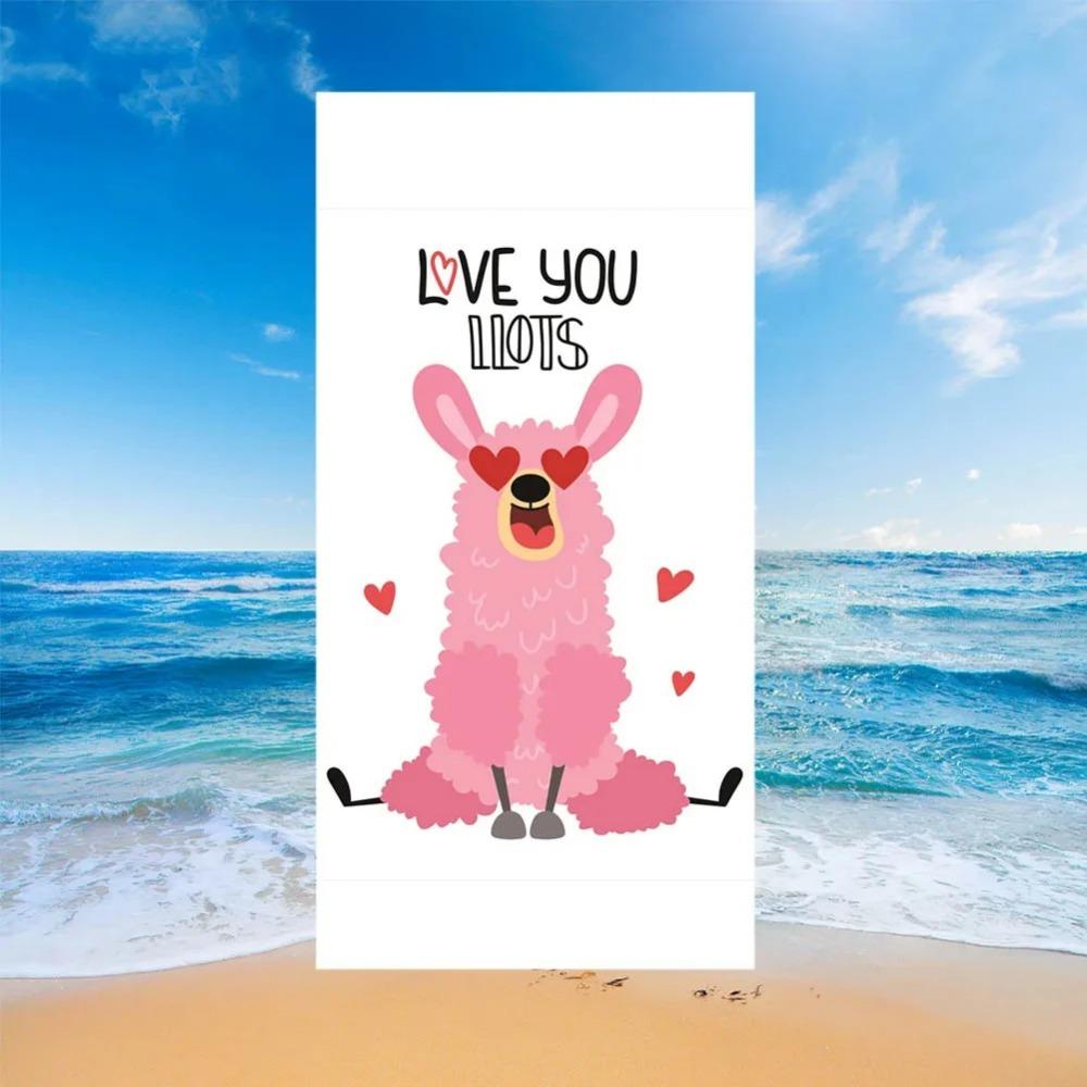 Cute Llama Alpaca Pattern Beach Towel Cartoon Animal Bath Towel for Sport Camping Yoga Surf Microfiber Quick Dry Swimming Cover