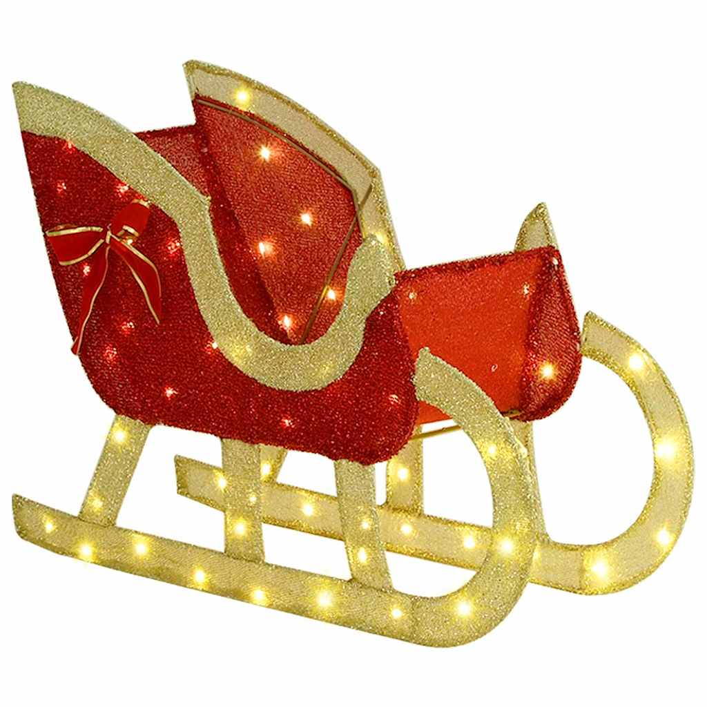 Reindeer Pulled Sled Warm White 151 x 28 x 128.5 cm Fabric