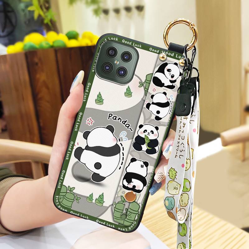 Durable Cute Phone Case For Cubot C30 Wrist Strap Anti-knock Cartoon Anti-dust Fashion Design Kickstand Waterproof Panda