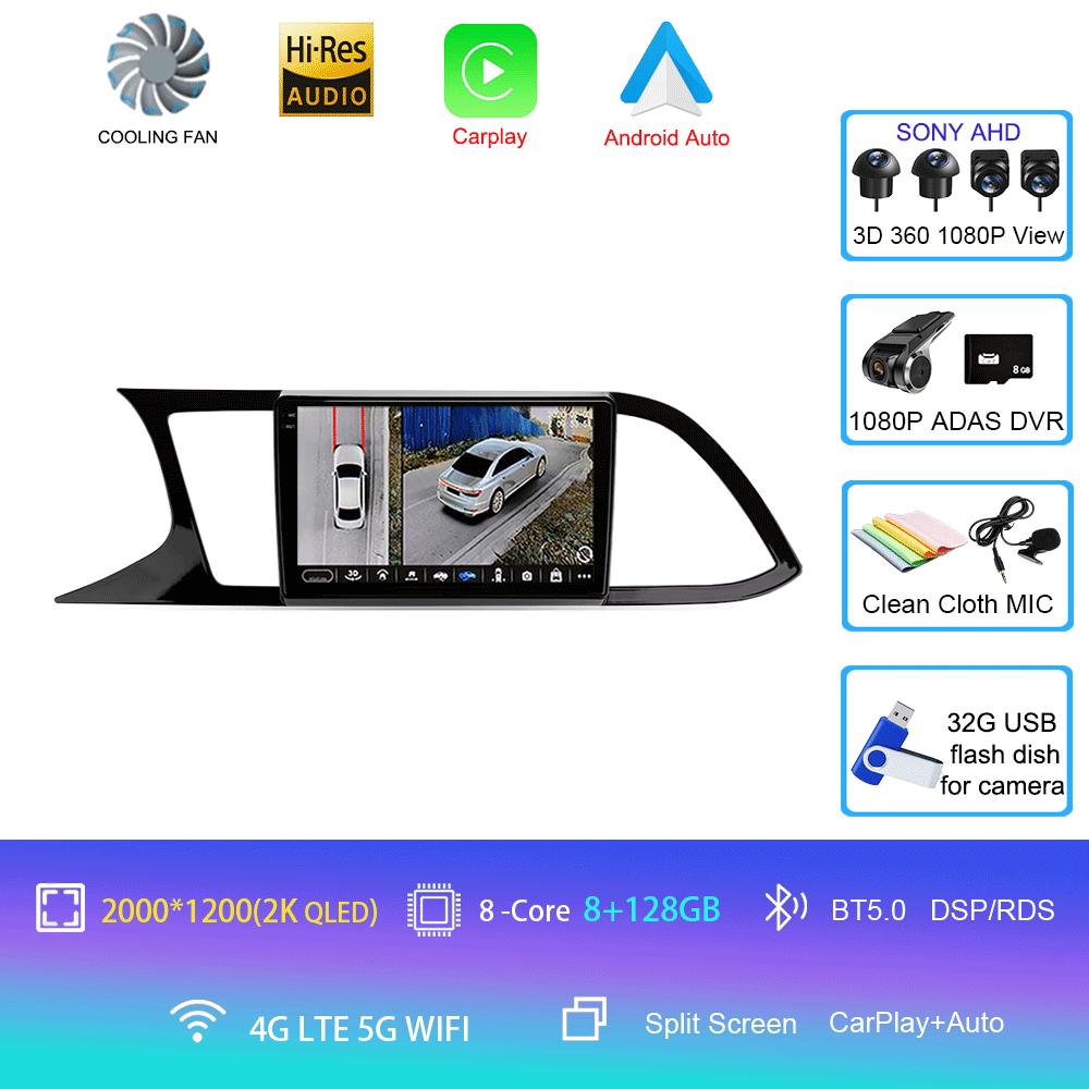 Android 14 Carplay для Seat Leon 3 2012 2013 2014 2015 - 2020 Навигация GPS Мультимедиа Автомобильный Радиоплеер стерео Wi-Fi+4G Auto BT