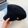Korean Retro British Suede Octagonal Hat for Women In Autumn and Winter All Match Face Showing Beret Duck Tongue Newsboy Hat