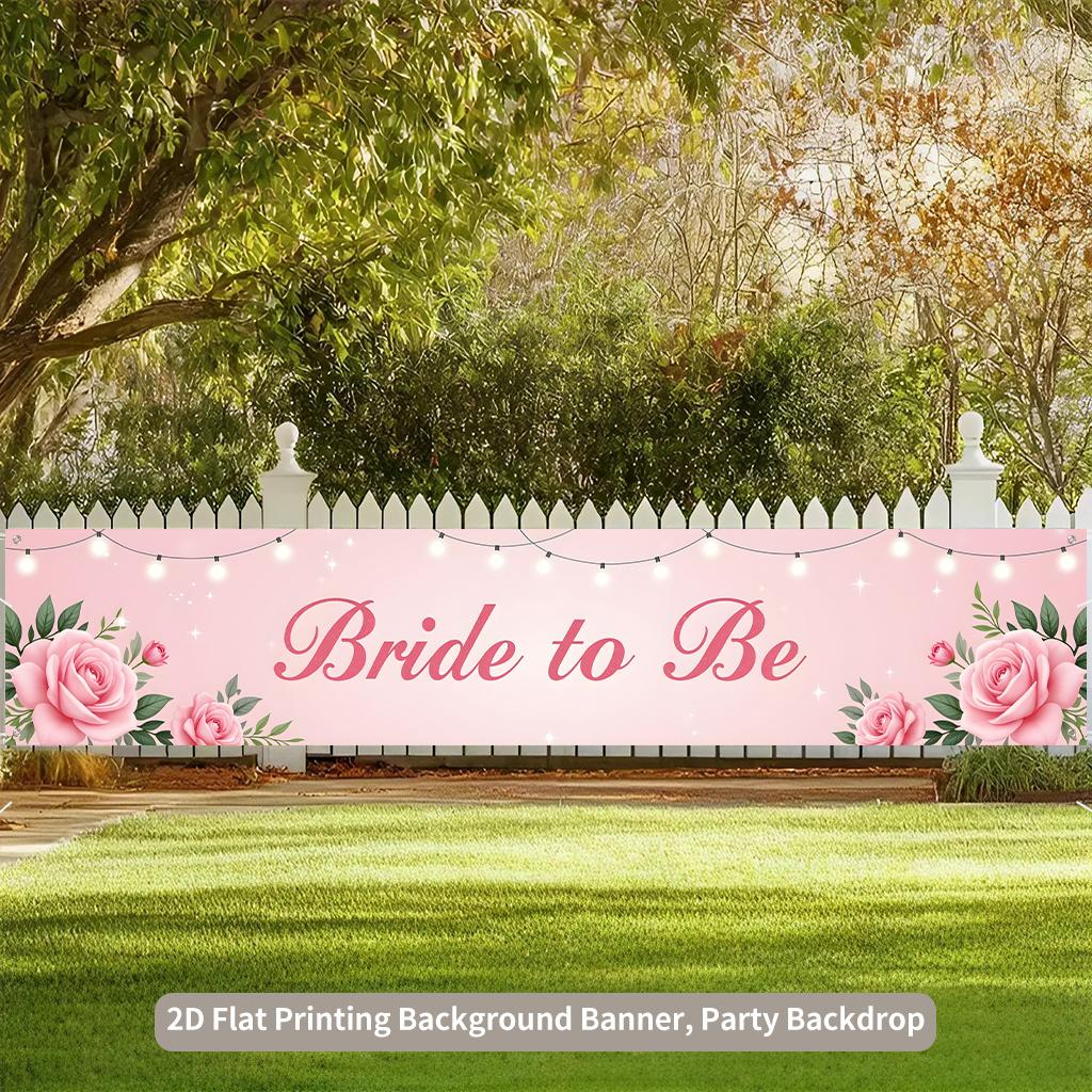 Rose Flower Light Pink Courtyard Party Banner, Backdrop Design, Polyester Outdoor Indoor Holiday Celebration Party Supplies