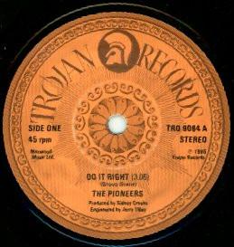 7inch Record PIONEERS Do It Right TRO9084 Trojan Records 1986 UK Reggae Ska Dub Used