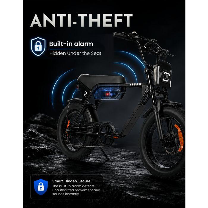 Zumi ATV02 Vélo Électrique Adulte 20'' Fat Bike 250W, Batterie 48V 13.5Ah, Autonomie 80km, 25km/h, Suspension Avant, Alarme