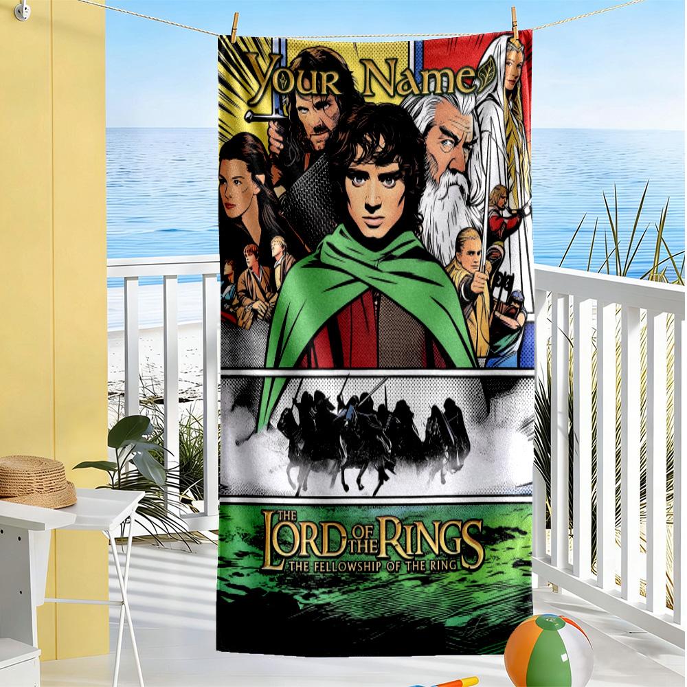 Lord Rings Customize Your Name Beach Towel Super Soft & Absorbent Suitable for Swimming Gym Camping Yoga Vacation