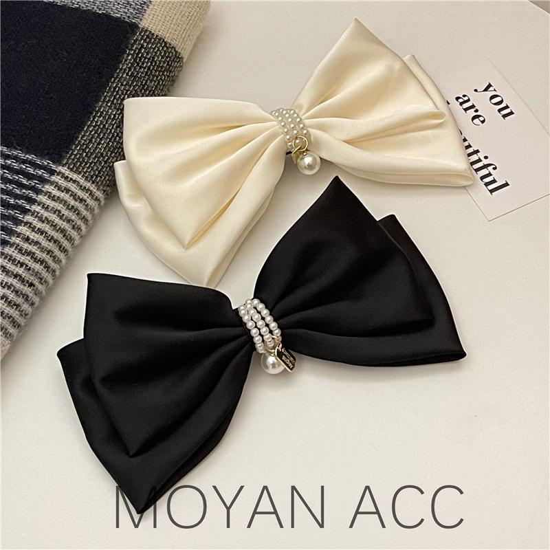 Korean Fashion Hairclips Satin Silk Bow Bowknot Hair Clips for Girls Barrettes Hair Accessories Ponyhair