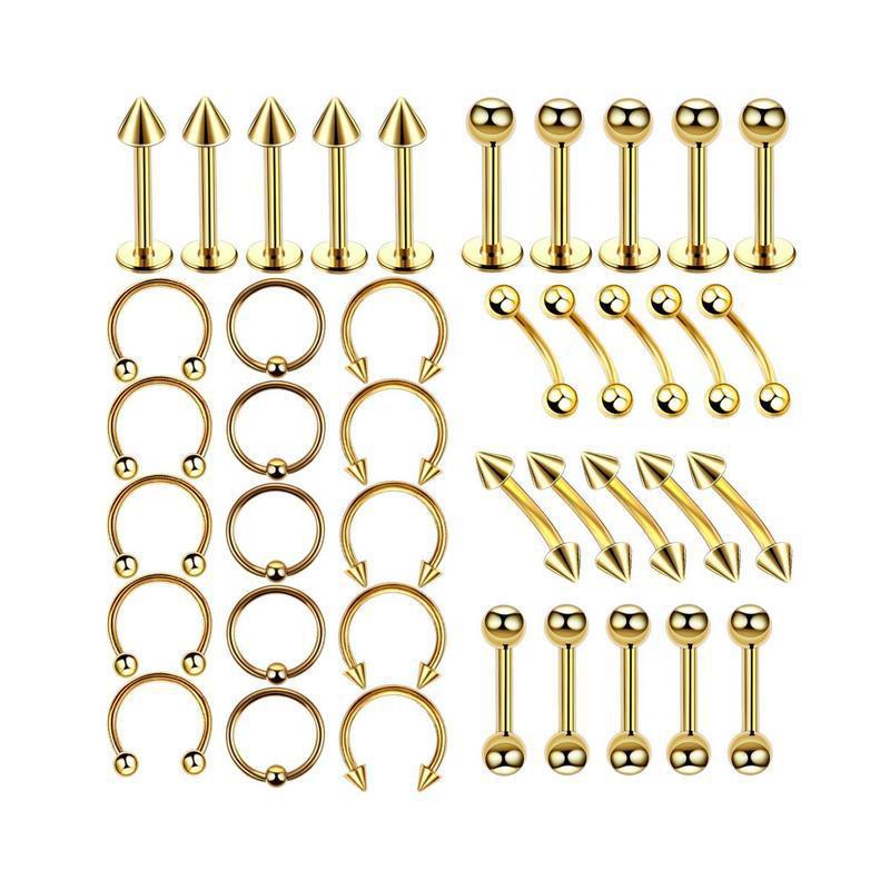 Ювелирные изделия для пирсинга, комплект для пирсинга, комплект для пирсинга из нержавеющей стали, язык, козелок, хрящ, кольцо для бровей, кольцо в носу, пирсинг для губ, украшения для тела