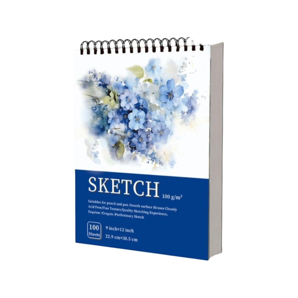 100 Sheets Spiral Bound Artist Sketchbook Perforated Pages Sketching Notebook Crayon Drawing