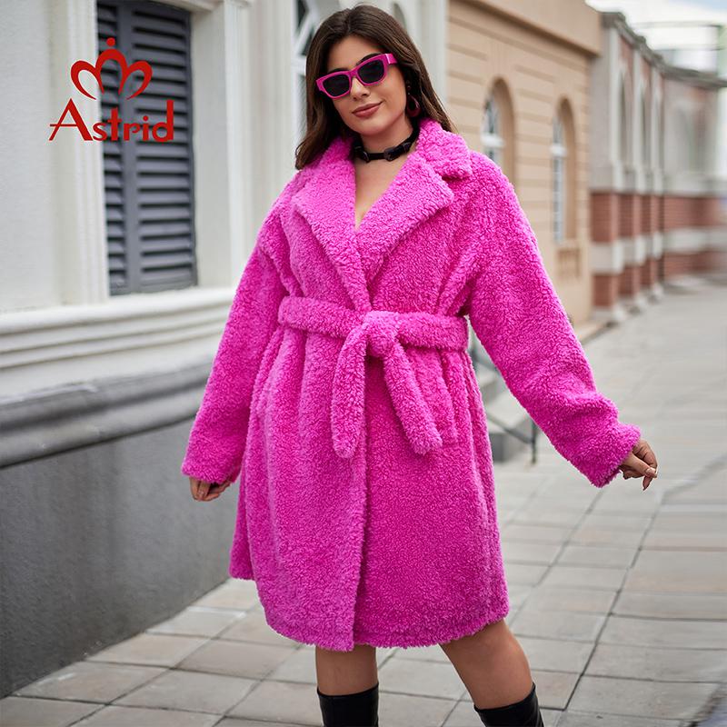 Astrid 2024 Длинная зимняя женская куртка-мех Тедди, стильная женская толстая теплая повседневная уличная одежда больших размеров 30199