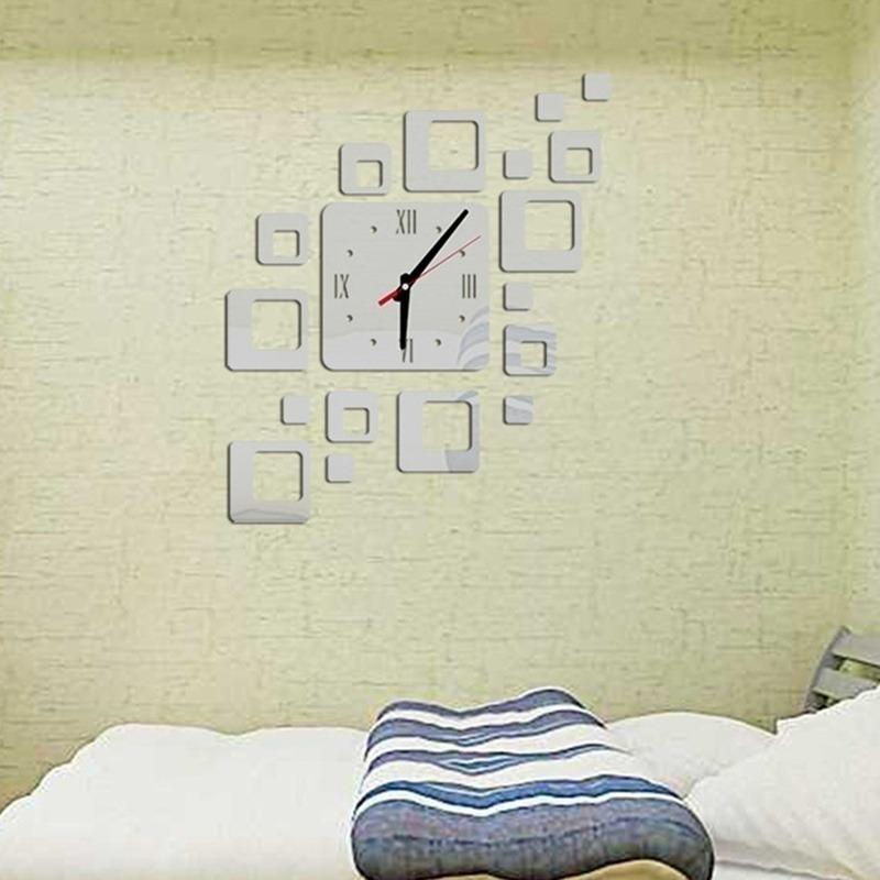 Modern Design 3D Clock DIY Wall Clock Mirror Room Bedroom Kitchen Wall Sticker Home Decor
