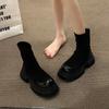 Новые толстые женские тонкие короткие ботинки, модные ботильоны с молнией сзади, толстый каблук, осенне-зимняя женская обувь в уличном стиле